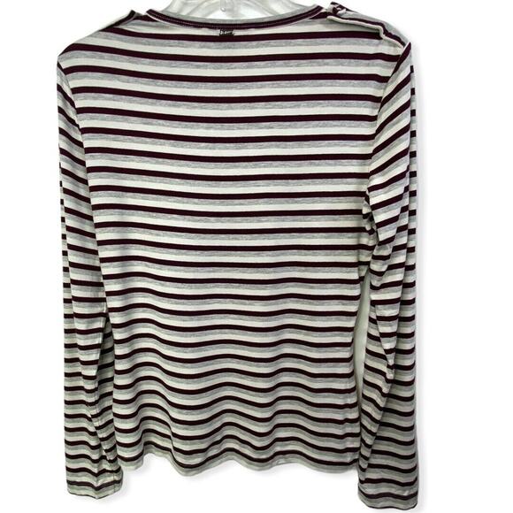 St. John ‎ Long Sleeve Striped Crew Neck Viscose BlendBlouse Career Workwear Med - Picture 2 of 8